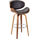 Solvang 26" Swivel Counter Stool in Brown Leatherette & Walnut