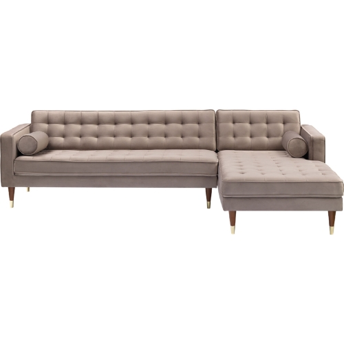 Somerset Taupe Velvet Right Sectional Sofa