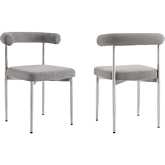 Shannon Dining Chair in Brushed Stainless Steal & Light Gray Fabric (Set of 2)