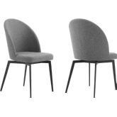Sunny Swivel Dining Chair in Grey Fabric & Black Metal (Set of 2)