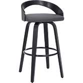 Sonia 30" Swivel Bar Stool in Grey Leatherette & Black Wood