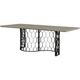 Solange 87" Dining Table in Gray Concrete & Black Metal