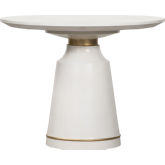 Pinni 39" Round Dining Table in White Concrete & Bronze Metal