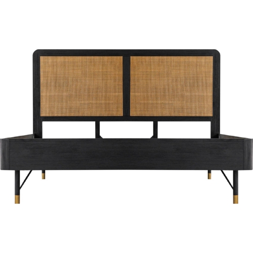 Saratoga King Platform Frame Bed in Black Acacia & Rattan