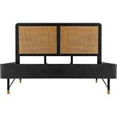 Saratoga King Platform Frame Bed in Black Acacia & Rattan