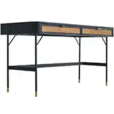 Saratoga 2 Drawer Desk in Black Acacia & Rattan