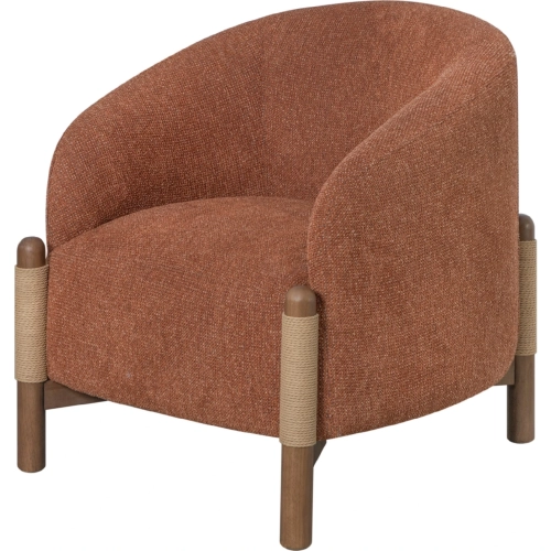 Stormy Accent Chair in Salted Rust Fabric & Chestnut Brown Finish