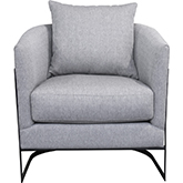 Swan Accent Chair in Grey Fabric on Black Iron