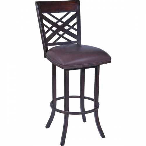 Tahiti 30" Bar Stool in Auburn Bay Finish with Brown Leatherette