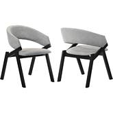 Talulah Dining Chair in Gray Fabric & Black Veneer (Set of 2)