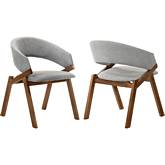 Talulah Dining Chair in Gray Fabric & Walnut Veneer (Set of 2)