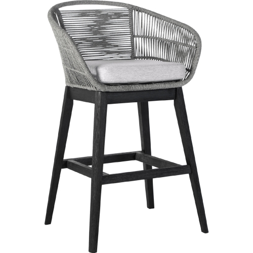 Tutti Frutti Indoor Outdoor 30" Bar Stool in Black Wood & Grey Rope