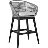 Tutti Frutti Indoor Outdoor 30" Bar Stool in Black Wood & Grey Rope