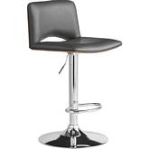 Thierry Adjustable Swivel Gray Leatherette, Walnut Back & Chrome