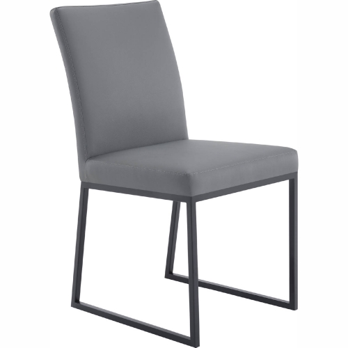 Trevor Dining Chair in Black Metal & Grey Leatherette (Set of 2)