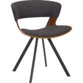 Ulric Dining Accent Chair in Grey Fabric, Walnut Finish & Black Metal