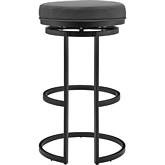 Vander 26" Swivel Counter Stool in Gray Leatherette & Black Metal