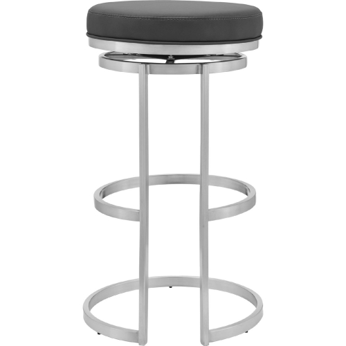 Vander 26" Swivel Counter Stool in Gray Leatherette & Brushed Stainless Steel