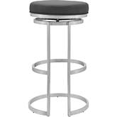 Vander 26" Swivel Counter Stool in Gray Leatherette & Brushed Stainless Steel