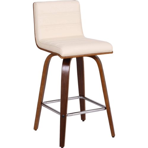 Vienna 26" Counter Stool in Walnut Finish Wood & Cream Leatherette