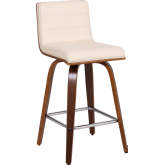 Vienna 26" Counter Stool in Walnut Finish Wood & Cream Leatherette