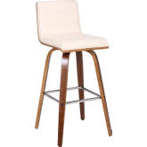 Vienna 30" Bar Stool in Walnut Finish Wood & Cream Leatherette