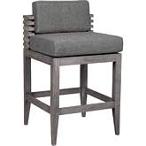 Vivid Outdoor 30" Bar Stool in Gray Eucalyptus Wood & Gray Olefin Fabric (Set of 2)