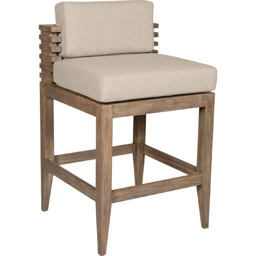 Vivid Outdoor 26" Counter Stool in Light Eucalyptus Wood & Taupe Olefin Fabric (Set of 2)