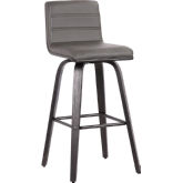 Vienna 30" Bar Stool in Black Wood Finish Steel & Grey Leatherette