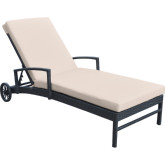Vida Outdoor Poly Wicker Lounge Chair in Black with Beige Fabric