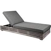 Vivid Outdoor Chaise Lounge Chair in Gray Eucalyptus Wood & Gray Olefin Fabric