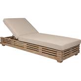 Vivid Outdoor Chaise Lounge Chair in Light Eucalyptus Wood & Taupe Olefin Fabric
