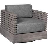 Vivid Swivel Outdoor Chair in Gray Eucalyptus Wood & Gray Olefin Fabric