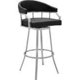 Palmdale Swivel 26" Counter Stool in Black Leatherette & Brushed Stainless