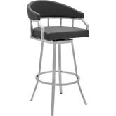 Palmdale Swivel 30" Bar Stool in Grey Leatherette & Brushed Stainless