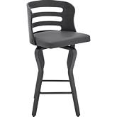 Verne 26" Swivel Counter Stool in Gray Leatherette & Black Wood