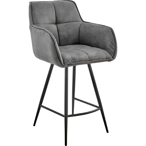 Verona 26" Counter Stool in Charcoal Gray Fabric & Black Finish