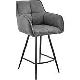 Verona 30" Bar Stool in Charcoal Gray Fabric & Black Finish