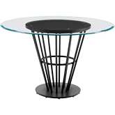 Veronica 48" Round Dining Table in Black Iron, Walnut & Glass