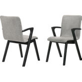 Varde Dining Chair in Black Finish & Grey Fabric (Set of 2)
