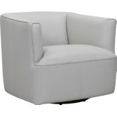 Whitney Swivel Barrel Accent Chair in Dove Grey Genuine Leather