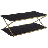 Westlake Coffee Table in Dark Brown Veneer with Brushed Gold Legs