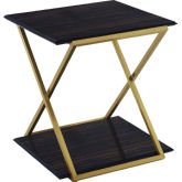 Westlake End Table in Dark Brown Veneer with Brushed Gold Legs