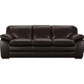 Zanna Sofa in Dark Brown Leather on Brown Wood Legs