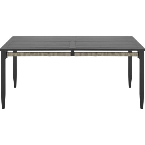 Zella Outdoor 66" Dining Table in Aluminum, Charcoal Finish & Light Gray Rope