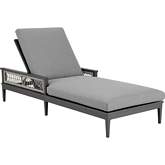 Zella Outdoor Chaise Lounge Chair in Aluminum, Gray Rope & Earl Gray Fabric