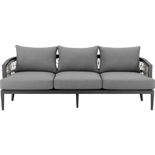 Zella Outdoor Sofa in Aluminum, Light Gray Rope & Earl Gray Fabric
