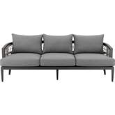 Zella Outdoor Sofa in Aluminum, Light Gray Rope & Earl Gray Fabric