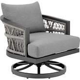 Zella Outdoor Swivel Arm chair in Aluminum, Light Gray Rope & Earl Gray Fabric