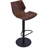 Zuma Adjustable Height Swivel Bar Stool in Vintage Coffee Leatherette & Black Metal Finish